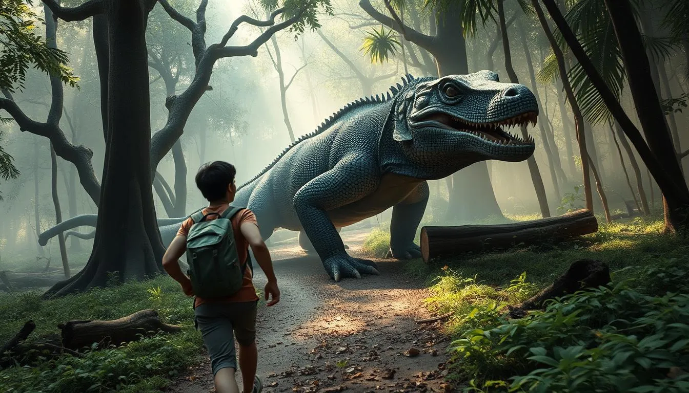 Cara Menafsirkan Mimpi Dikejar Komodo (c) Ilustrasi AI