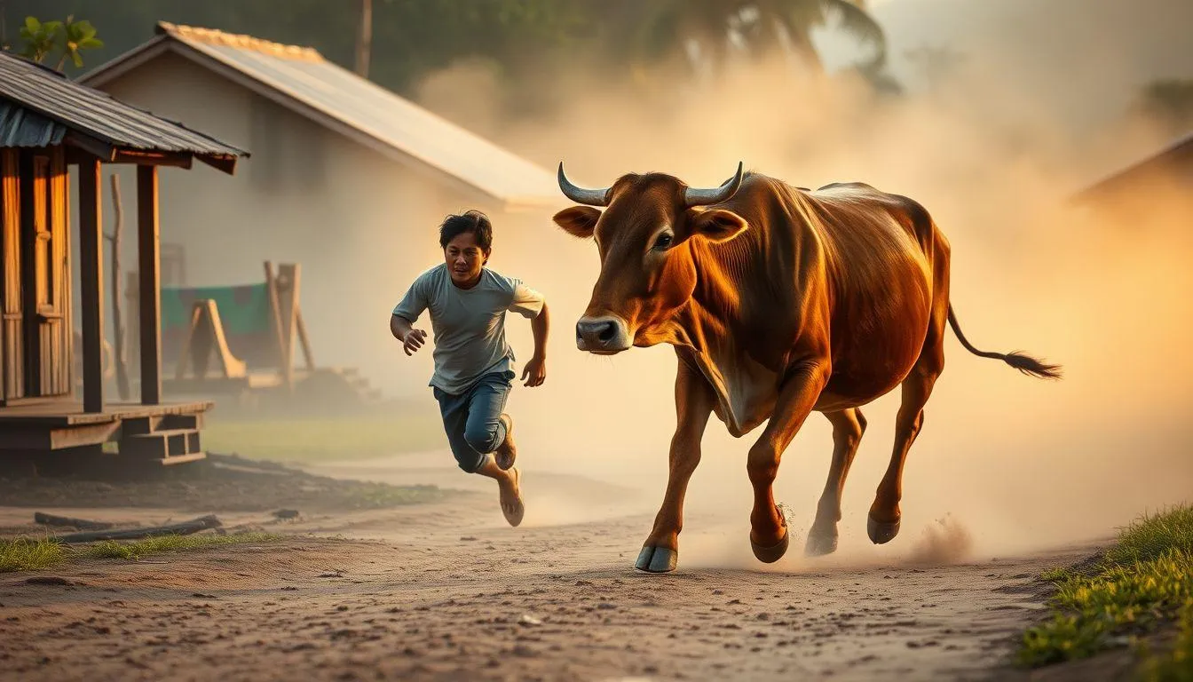 Arti Mimpi Dikejar Sapi Menurut Primbon Jawa (c) Ilustrasi AI