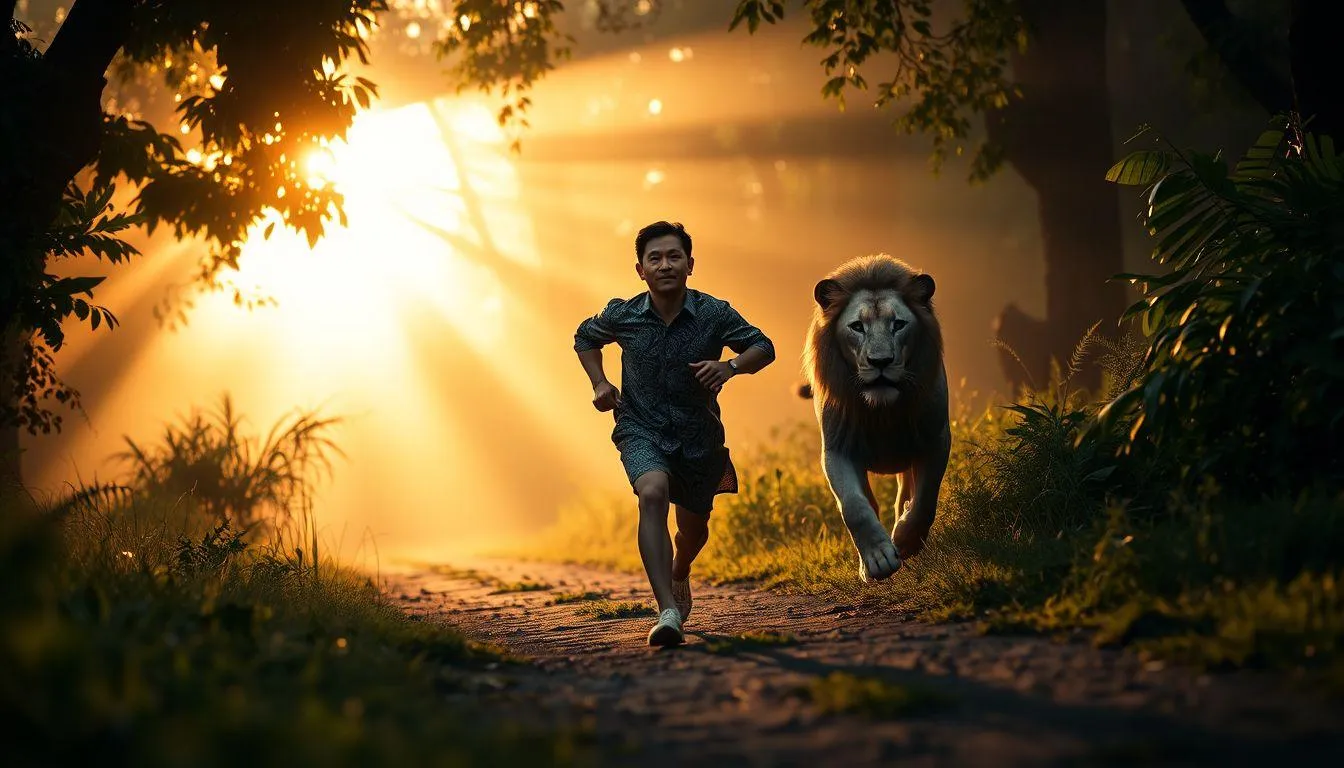 Arti Mimpi Dikejar Singa Menurut Primbon Jawa (c) Ilustrasi AI