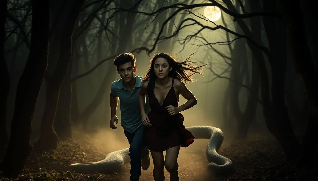 Pengertian dan Makna Dasar Mimpi Dikejar Ular Bersama Pacar (c) Ilustrasi AI