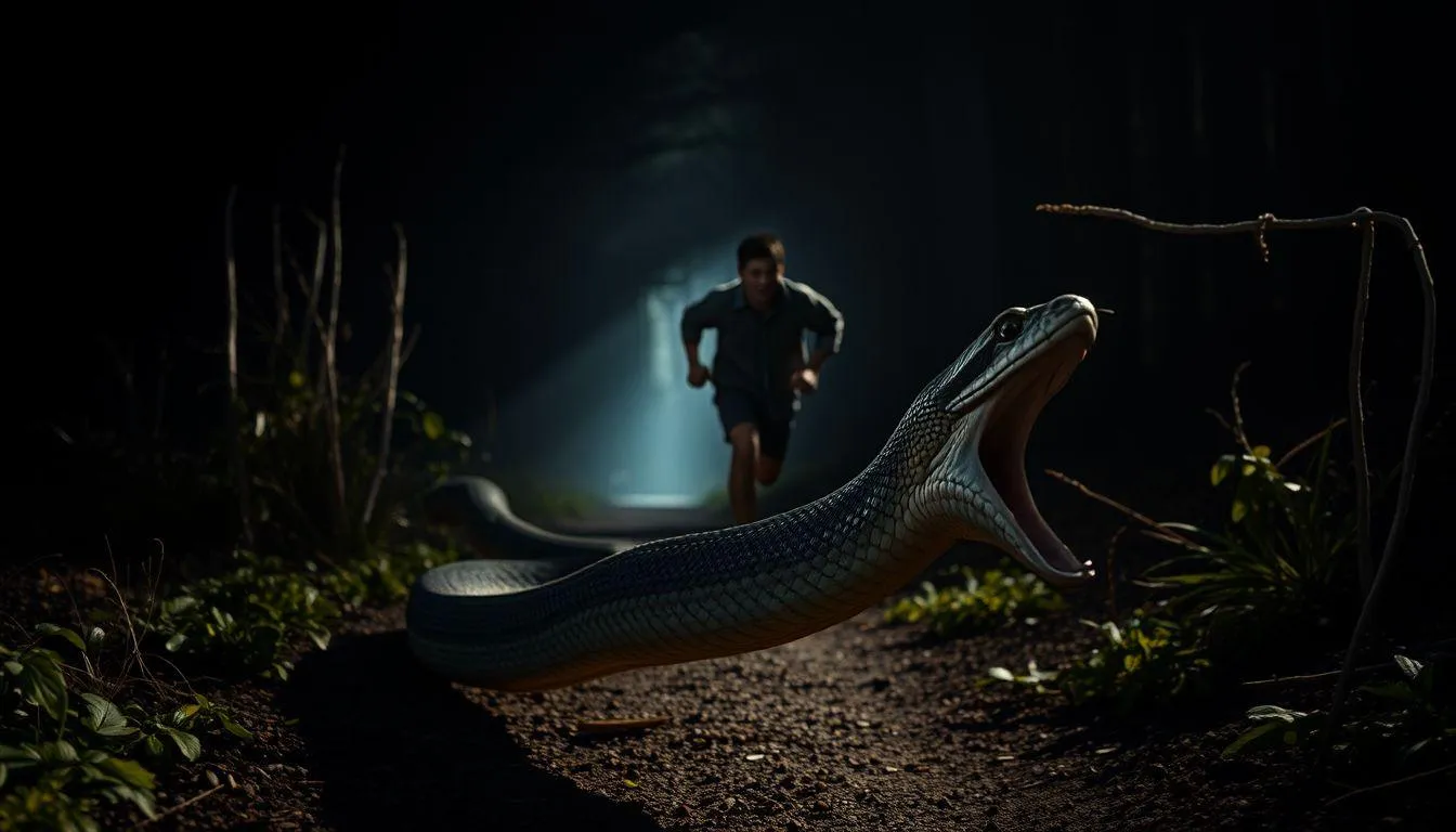 Interpretasi Psikologis Mimpi Dikejar Ular Derik (c) Ilustrasi AI