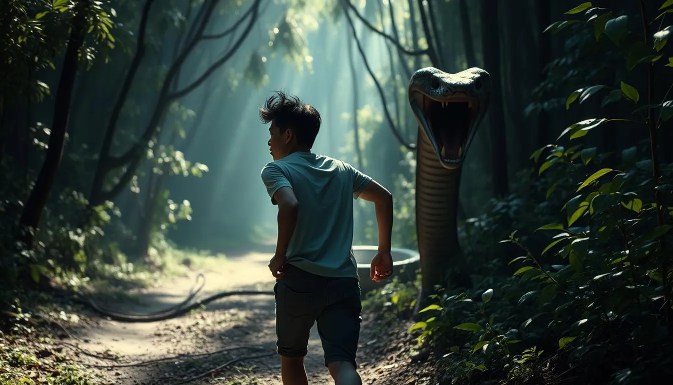 Tafsir Mimpi Dikejar Ular Kobra (c) Ilustrasi AI