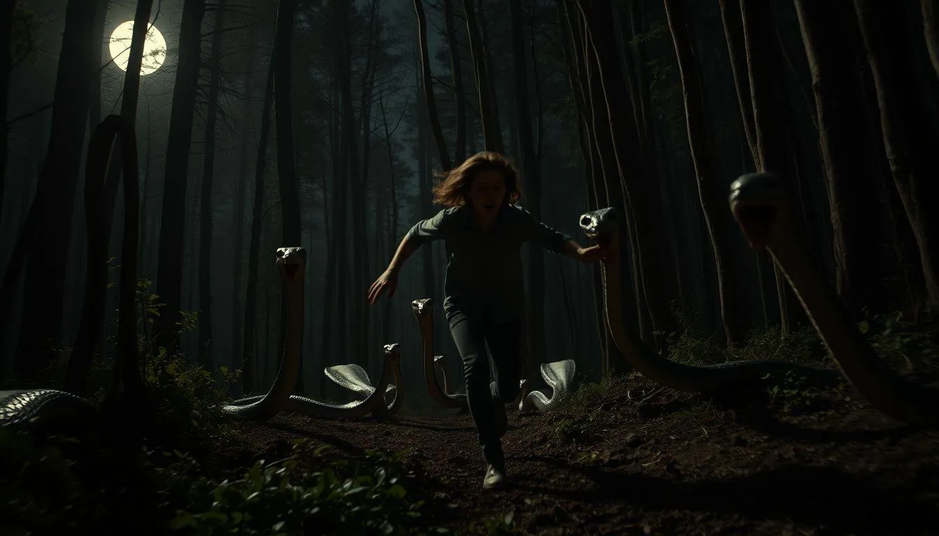 Pengertian dan Makna Umum Mimpi Dikejar Ular (c) Ilustrasi AI