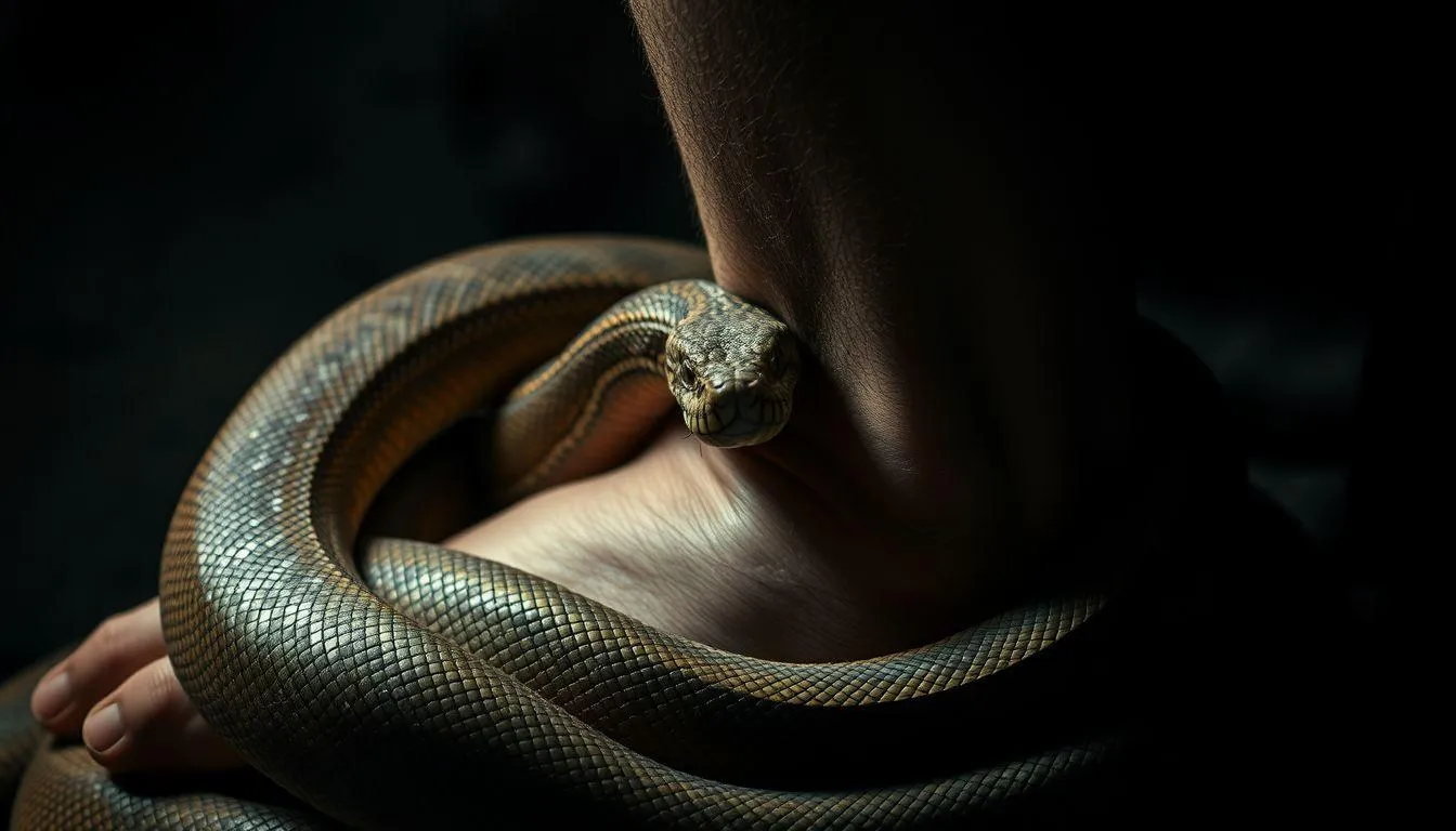 Dampak Psikologis dan Spiritual Mimpi Dililit Ular di Kaki Kanan (c) Ilustrasi AI