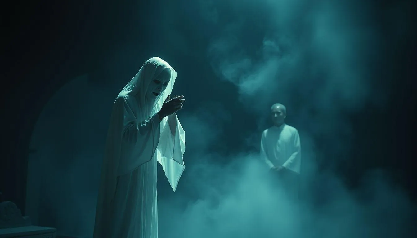 Pengertian dan Makna Dasar Mimpi Diludahi Pocong (c) Ilustrasi AI