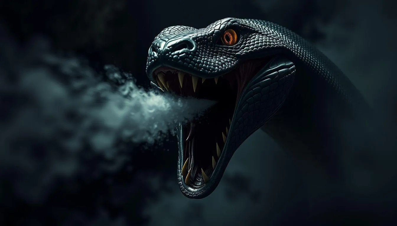 Pengertian dan Makna Dasar Mimpi Disembur Ular Besar (c) Ilustrasi AI