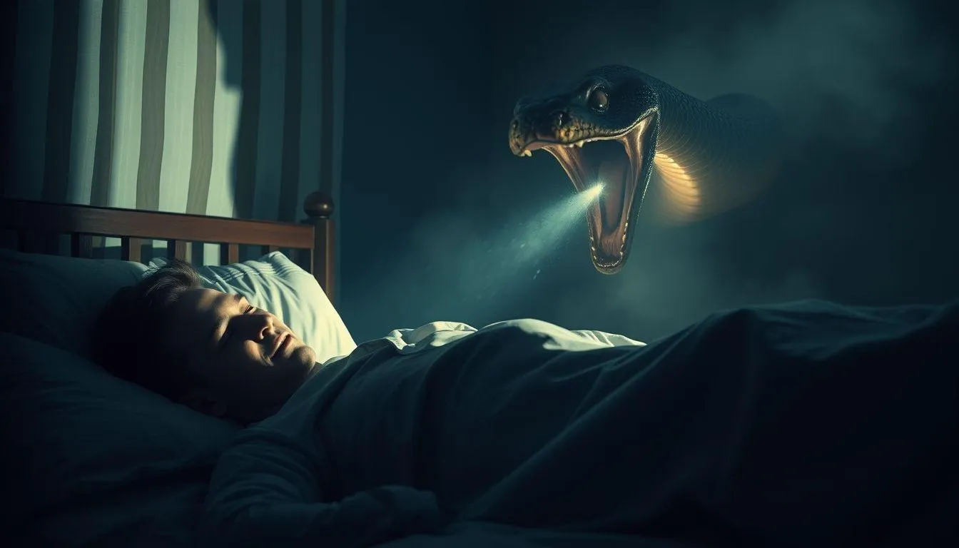 Tafsir Mimpi Disembur Ular Menurut Islam (c) Ilustrasi AI