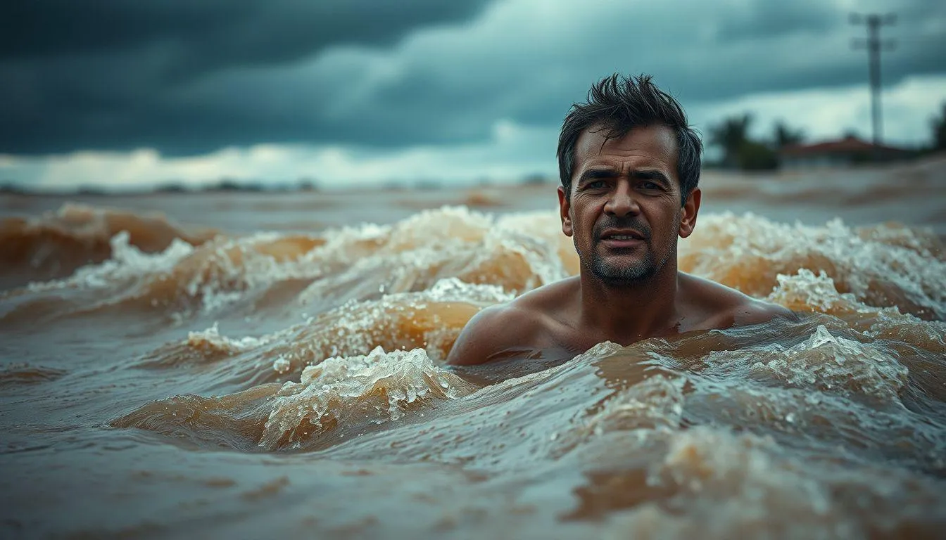 Pengertian dan Makna Dasar Mimpi Diterjang Banjir (c) Ilustrasi AI