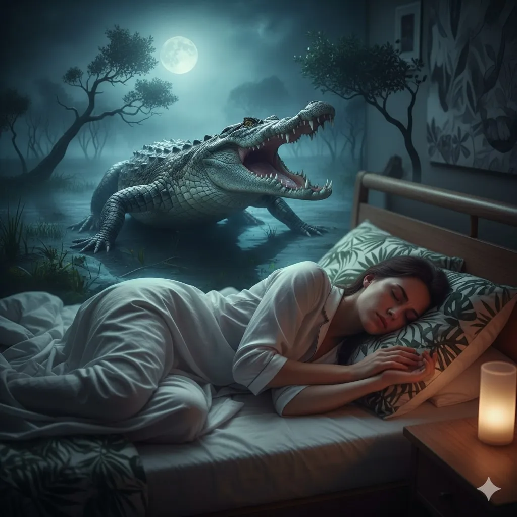 Cara Menyikapi dan Mengatasi Mimpi Diterkam Buaya (c) Ilustrasi AI