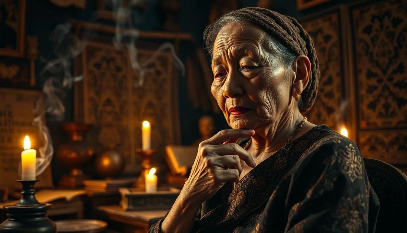 Seorang nenek mengenakan busana motif etnik (c) Ilustrasi AI