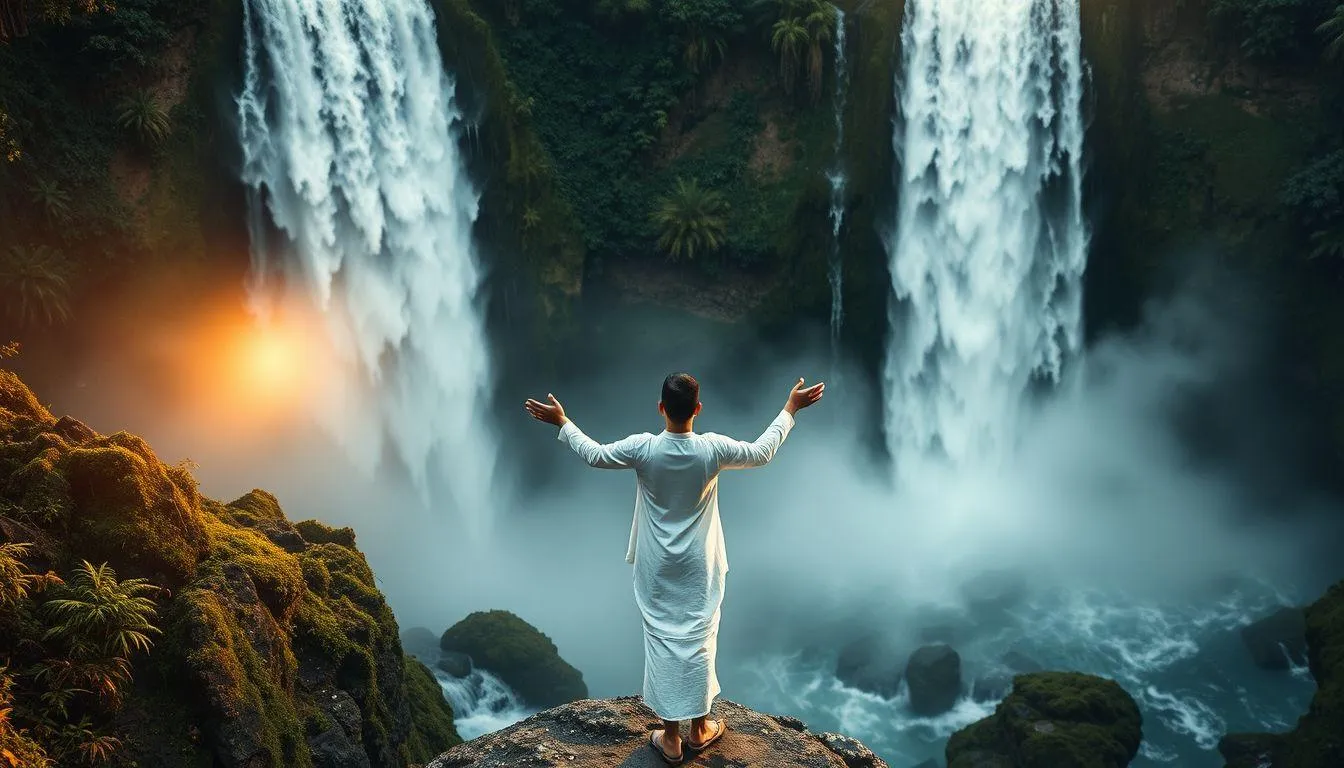 Makna Spiritual Mimpi Jatuh dari Air Terjun di Berbagai Tradisi (c) Ilustrasi AI