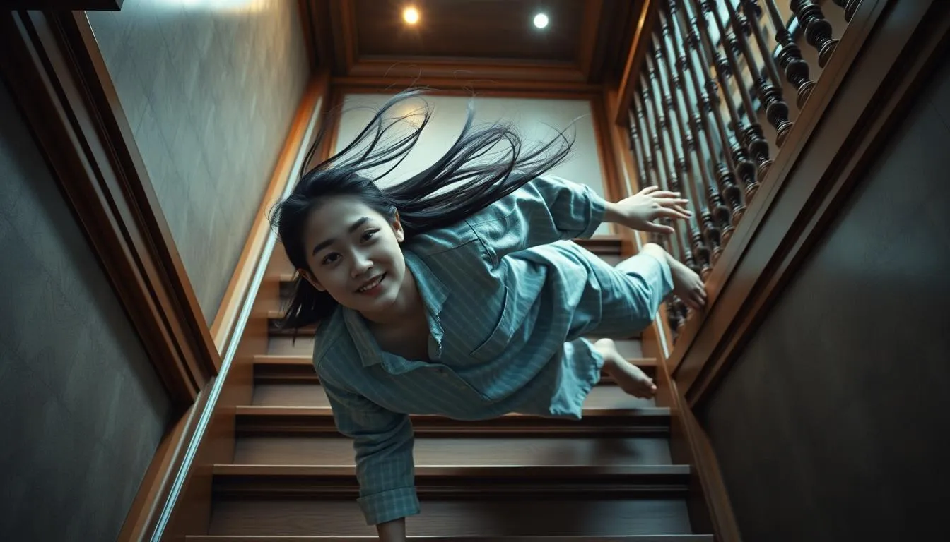 Definisi dan Konsep Dasar Mimpi Jatuh dari Tangga (c) Ilustrasi AI