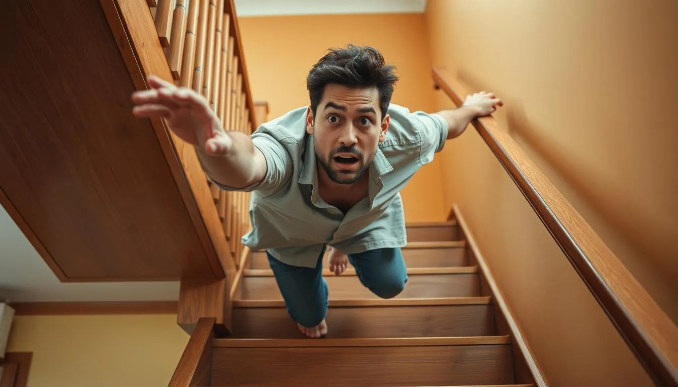 Cara Mengatasi dan Memaknai Mimpi Jatuh dari Tangga (c) Ilustrasi AI