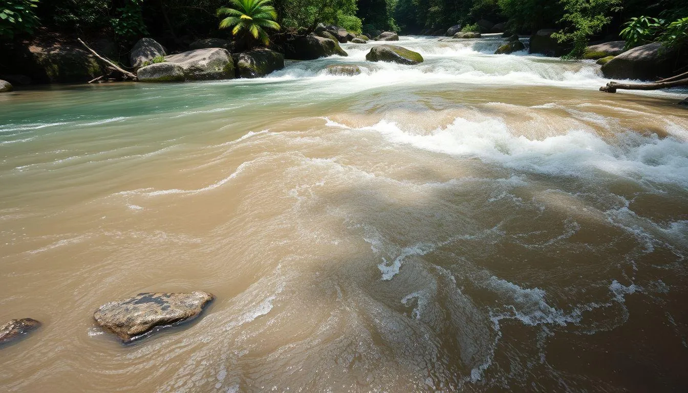 Sungai air deras (c) Ilustrasi AI