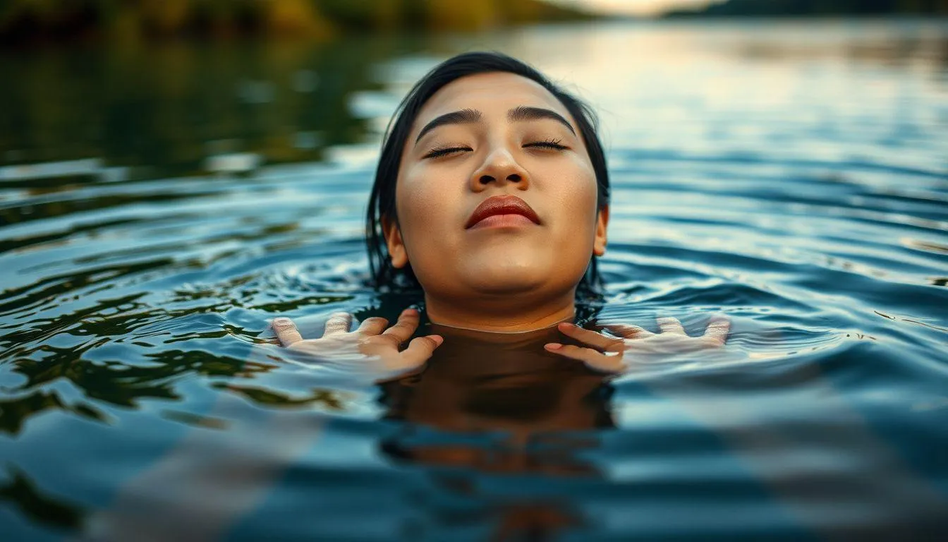 Seorang wanita berendam di air (c) Ilustrasi AI