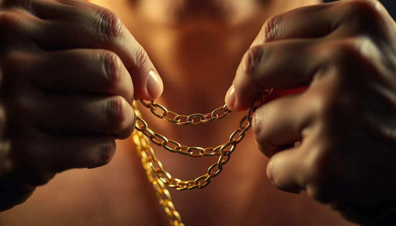 Pengertian dan Makna Dasar Mimpi Kalung Emas Ditarik Orang (c) Ilustrasi AI