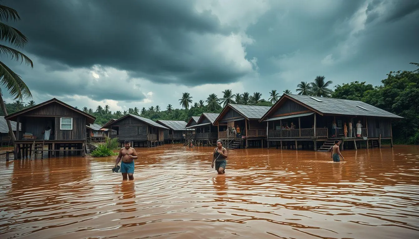 Pengertian dan Makna Dasar Mimpi Kampung Halaman Banjir (c) Ilustrasi AI