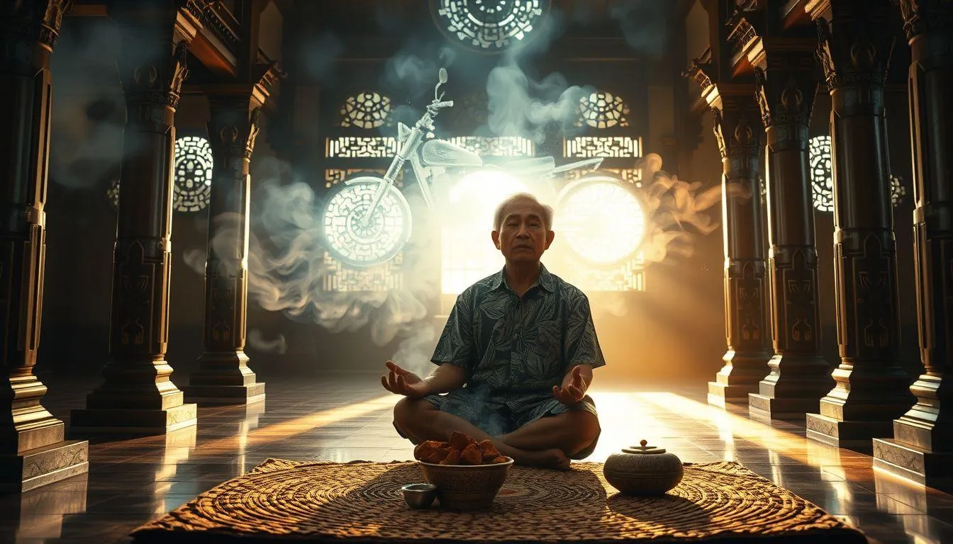 Pria paruh baya meditasi (c) Ilustrasi AI