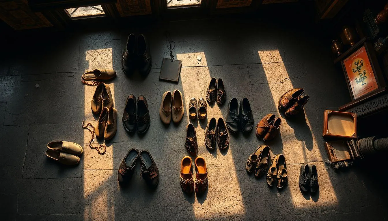 Beberapa pasang sandal dan sepatu (c) Ilustrasi AI