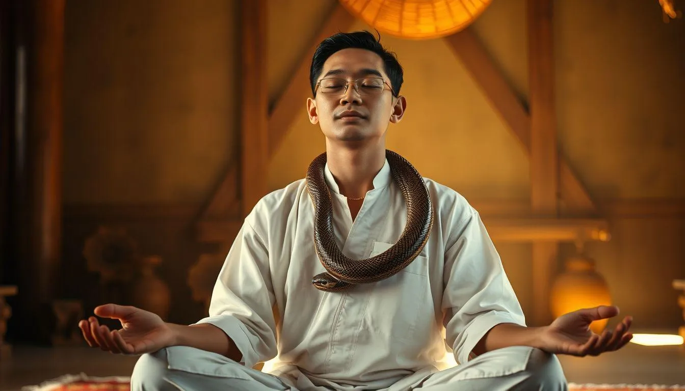 Arti Mimpi Kejatuhan Ular di Leher Menurut Primbon Jawa (c) Ilustrasi AI