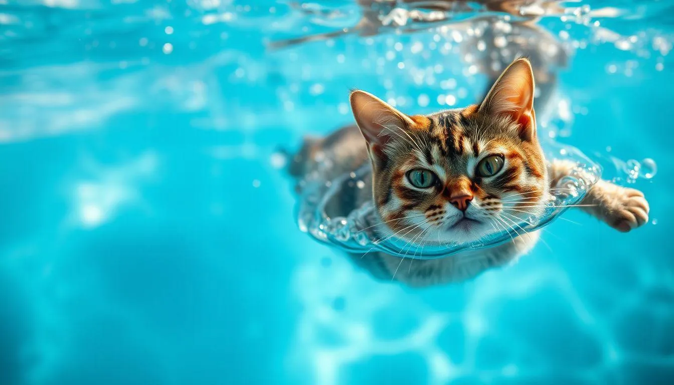 Pengertian dan Makna Dasar Mimpi Kucing Berenang (c) Ilustrasi AI