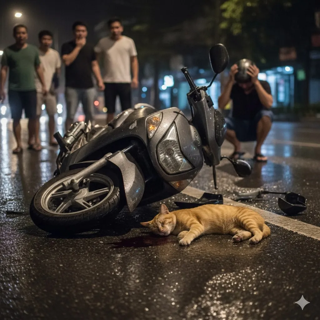 Cara Menyikapi Mimpi Kucing Ketabrak Motor (c) Ilustrasi AI