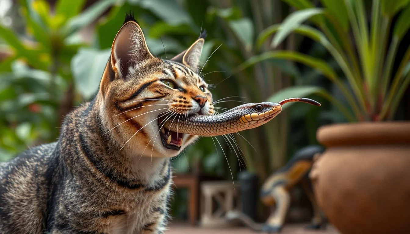 Pertanda dan Ramalan dari Mimpi Kucing Menangkap Ular (c) Ilustrasi AI