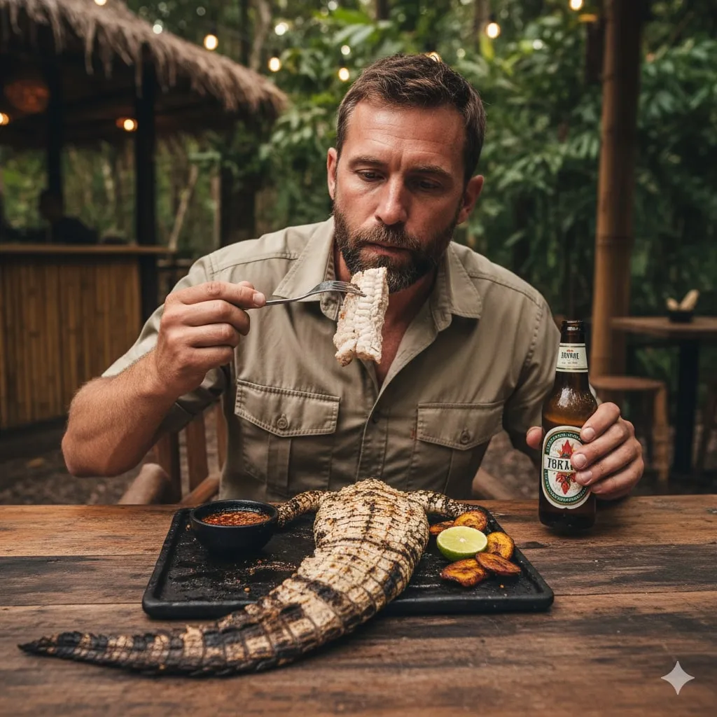 Pengertian dan Makna Umum Arti Mimpi Makan Daging Buaya (c) Ilustrasi AI