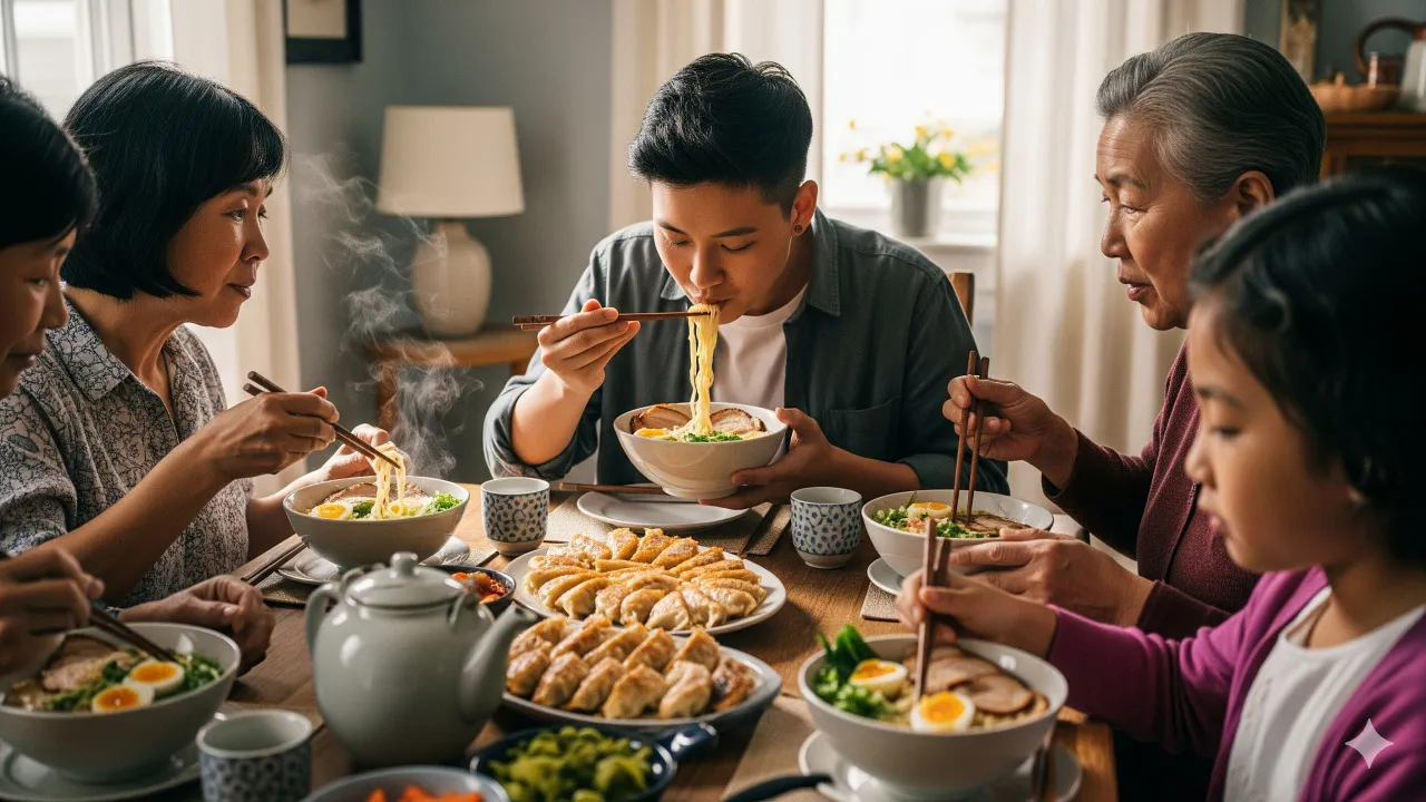 Pengertian dan Makna Umum Mimpi Makan Mie (c) Ilustrasi AI