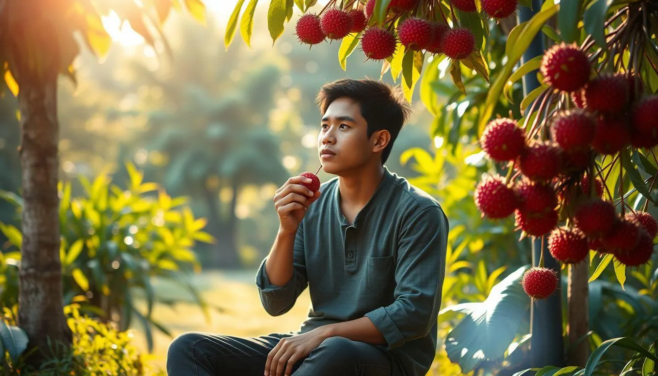Arti Mimpi Makan Rambutan Sendirian (c) Ilustrasi AI