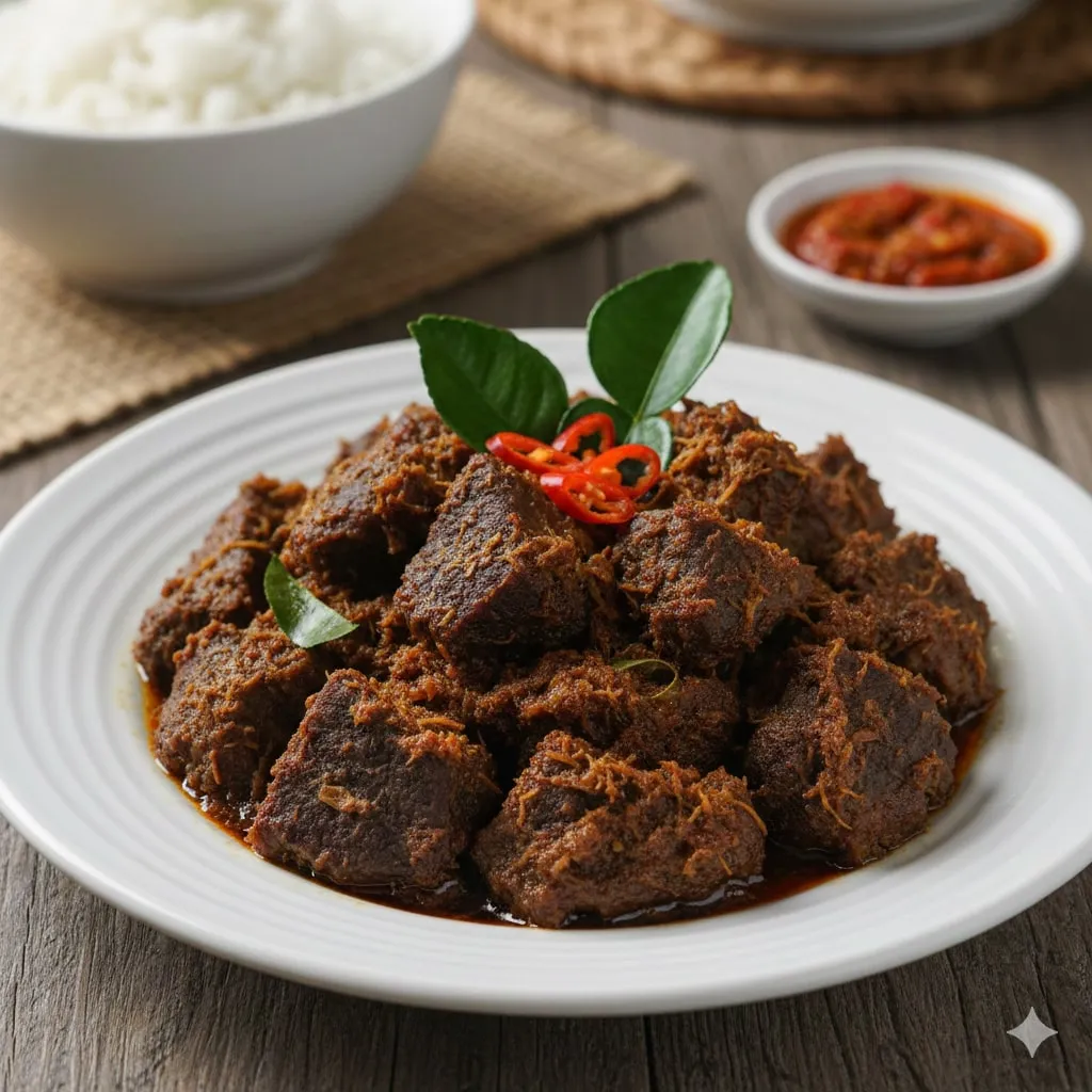 Pengertian dan Makna Umum Mimpi Makan Rendang Daging (c) Ilustrasi AI