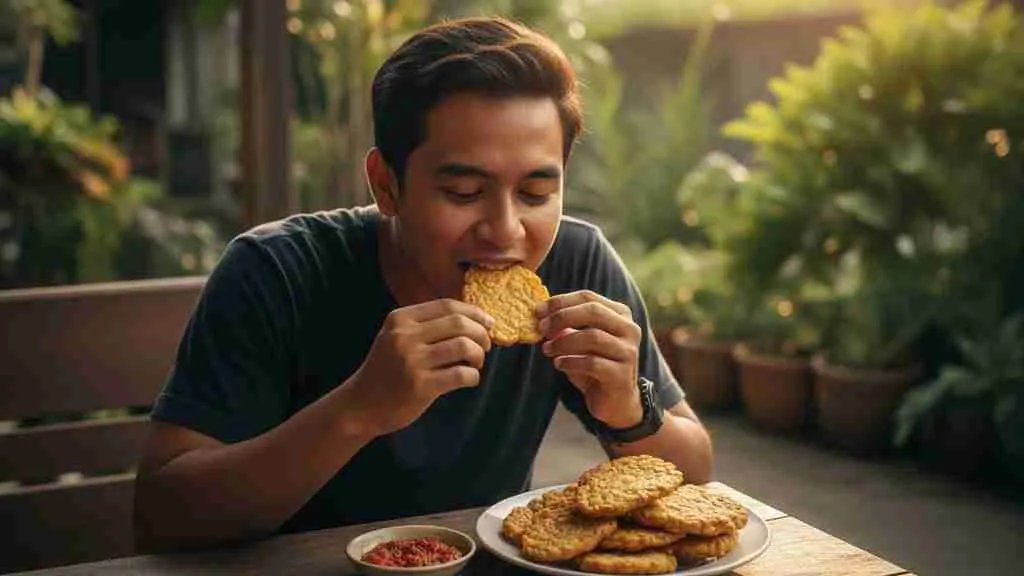Pengertian dan Makna Umum Mimpi Makan Tempe (c) Ilustrasi AI