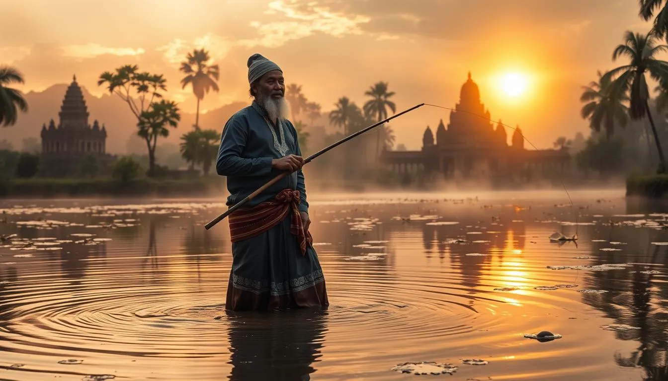 Makna Spiritual Mimpi Mancing Belut (c) Ilustrasi AI