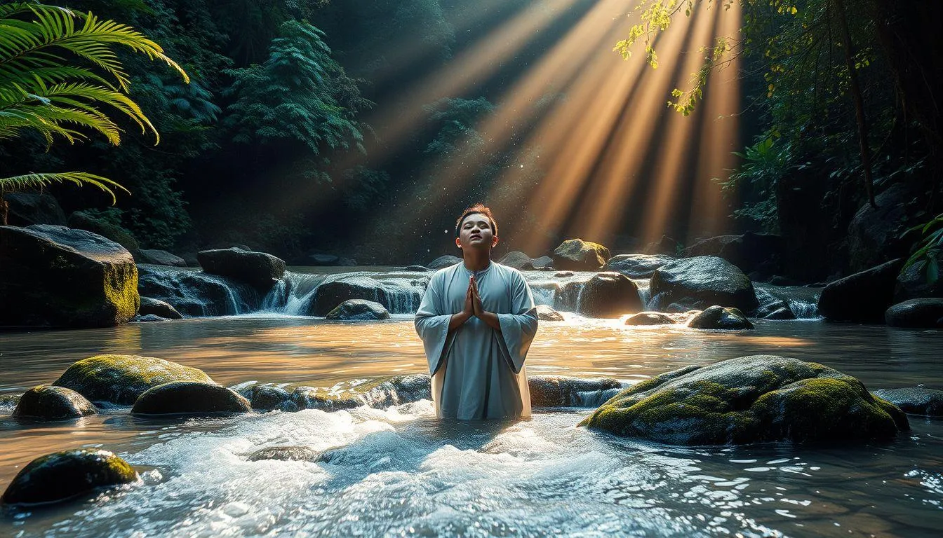 Makna Spiritual dan Tradisi Budaya dalam Mimpi Mandi di Air Mengalir (c) Ilustrasi AI