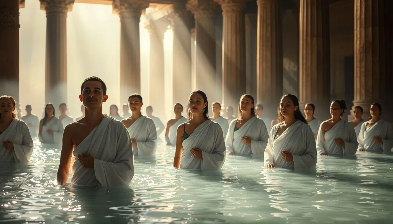 Makna Spiritual dan Budaya Mimpi Mandi di Depan Banyak Orang (c) Ilustrasi AI