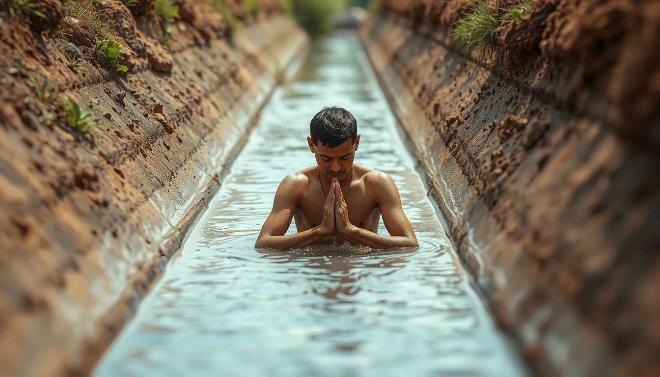Pesan Spiritual dan Hikmah dari Mimpi Mandi di Parit (c) Ilustrasi AI