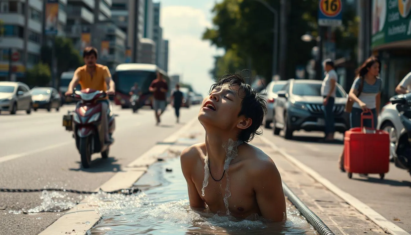 Pengertian dan Makna Dasar Mimpi Mandi di Pinggir Jalan (c) Ilustrasi AI