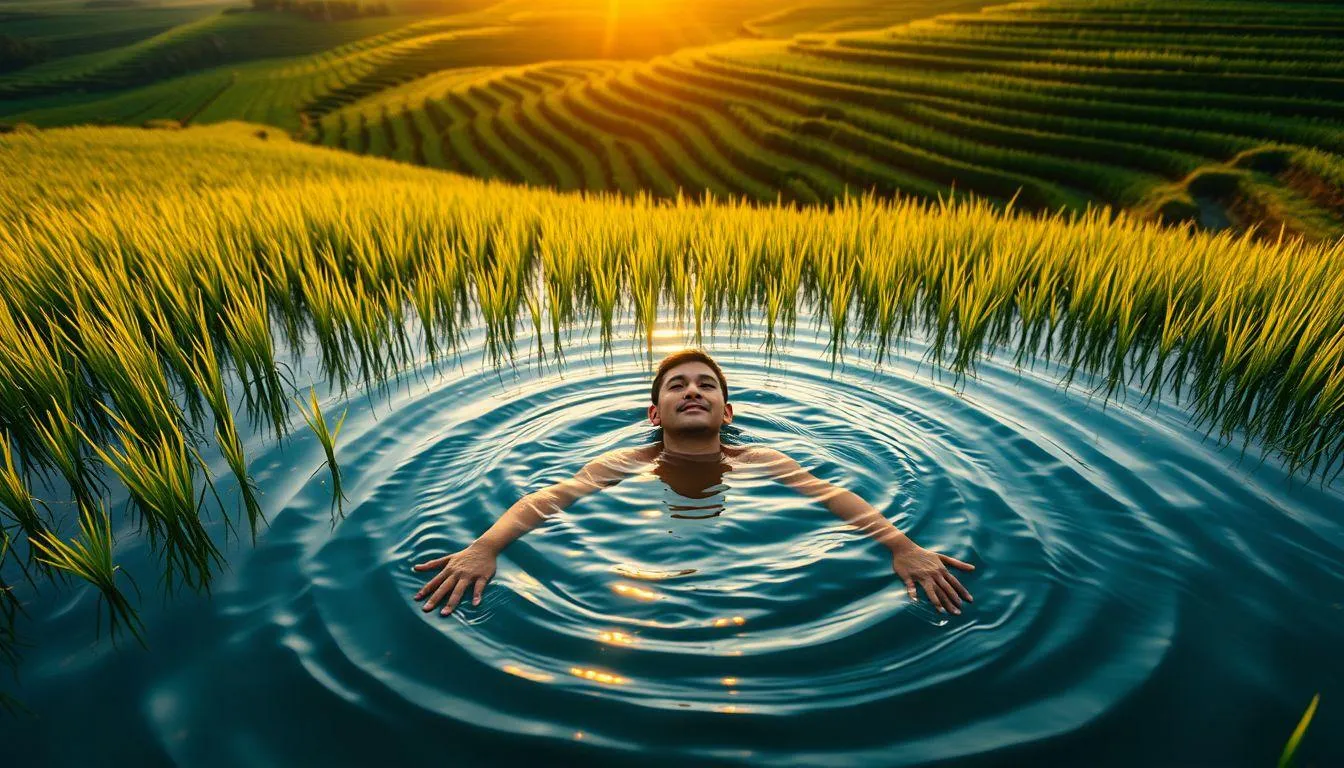 Pertanda Baik dan Buruk dalam Mimpi Mandi di Sawah (c) Ilustrasi AI