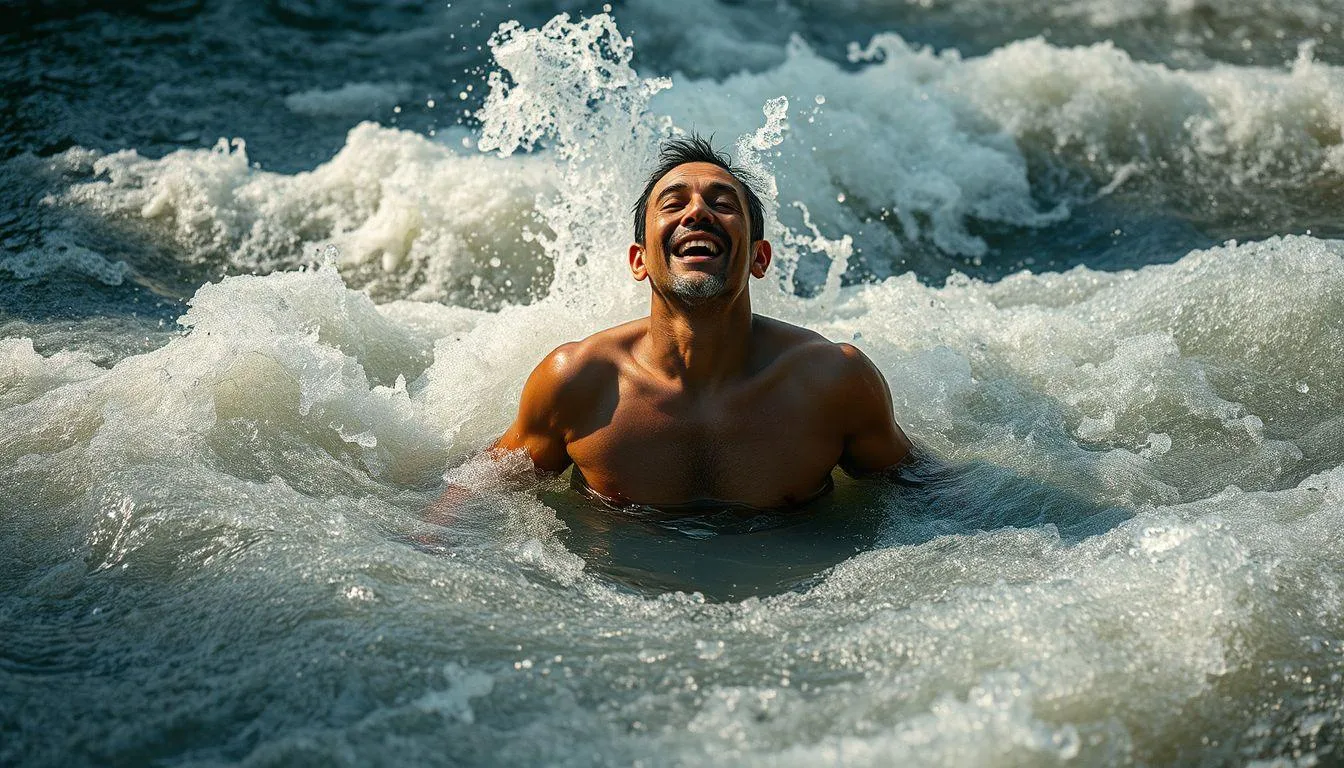 Pengertian dan Makna Dasar Mimpi Mandi di Sungai Tiba Tiba Banjir (c) Ilustrasi AI