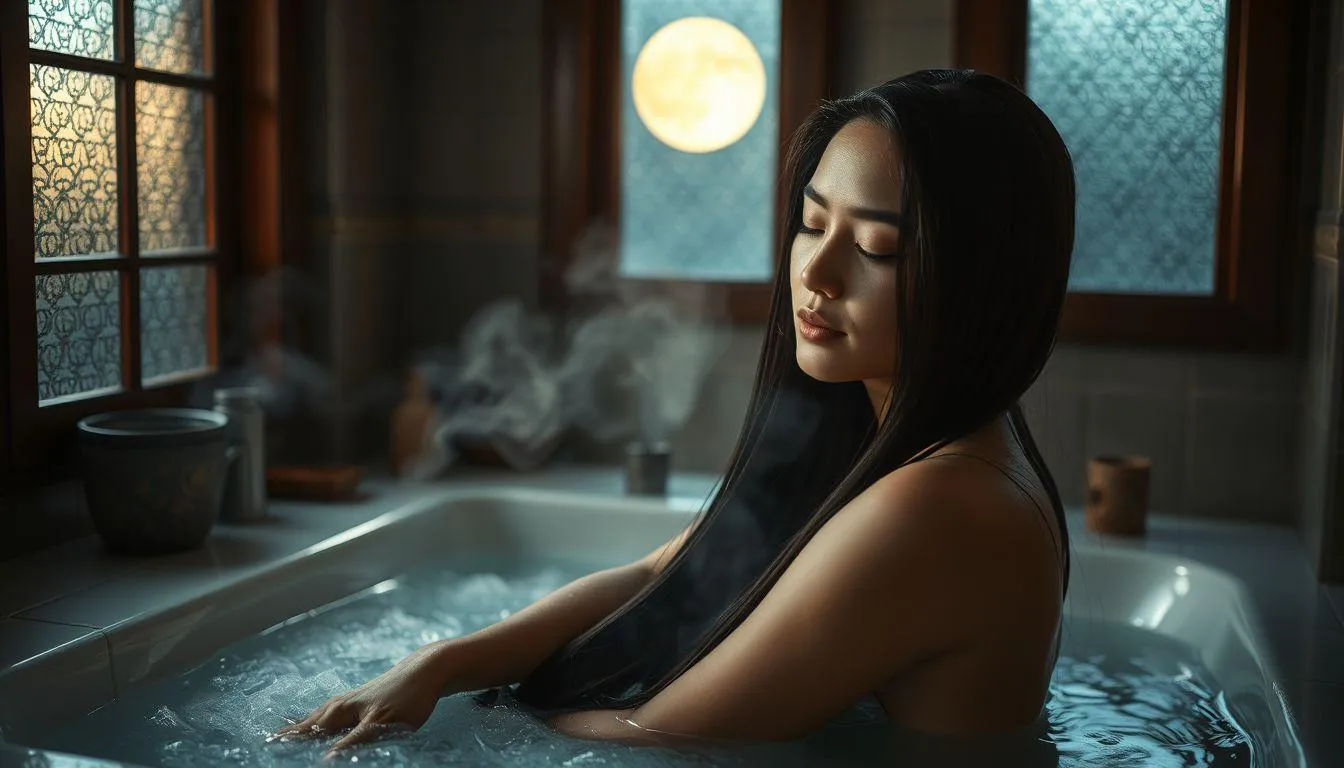 Pengertian dan Makna Dasar Mimpi Mandi Keramas di Malam Hari (c) Ilustrasi AI