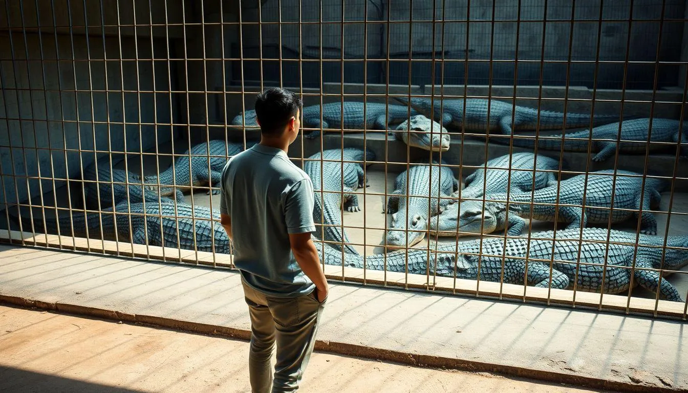 Makna Berdasarkan Interaksi dengan Buaya dalam Kandang (c) Ilustrasi AI