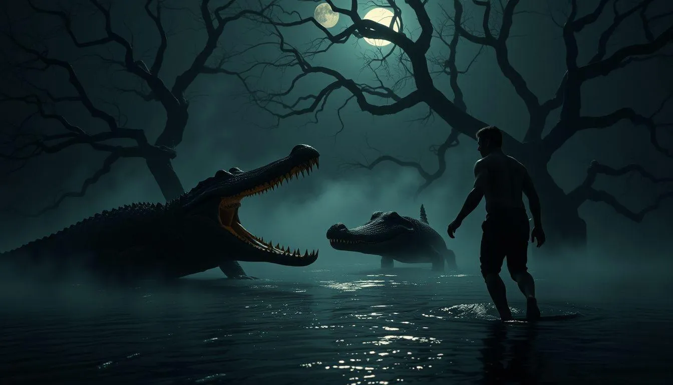 Pengertian dan Makna Umum Arti Mimpi Melawan Buaya (c) Ilustrasi AI