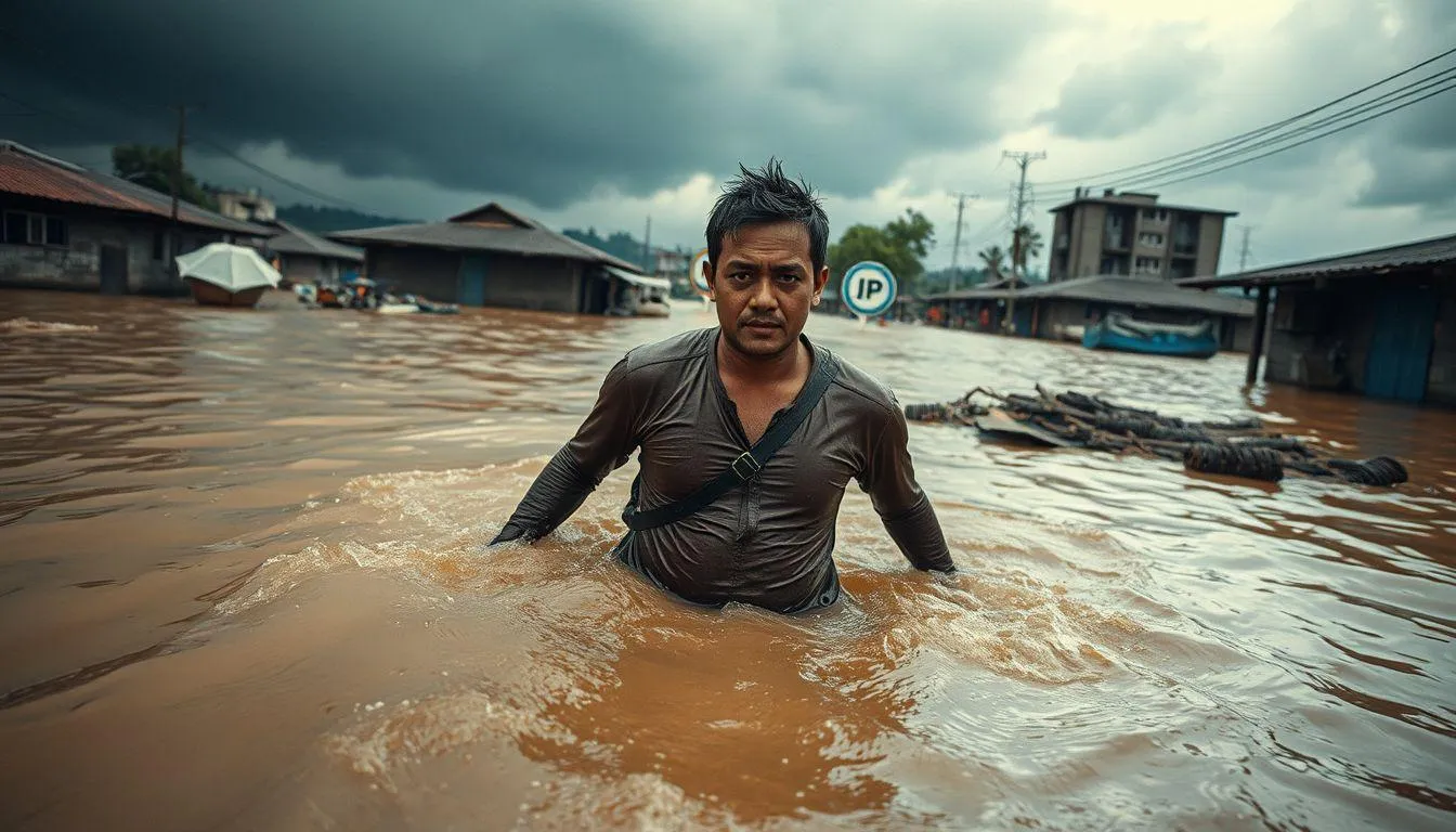 Pengertian dan Makna Dasar Mimpi Melewati Banjir Besar (c) Ilustrasi AI