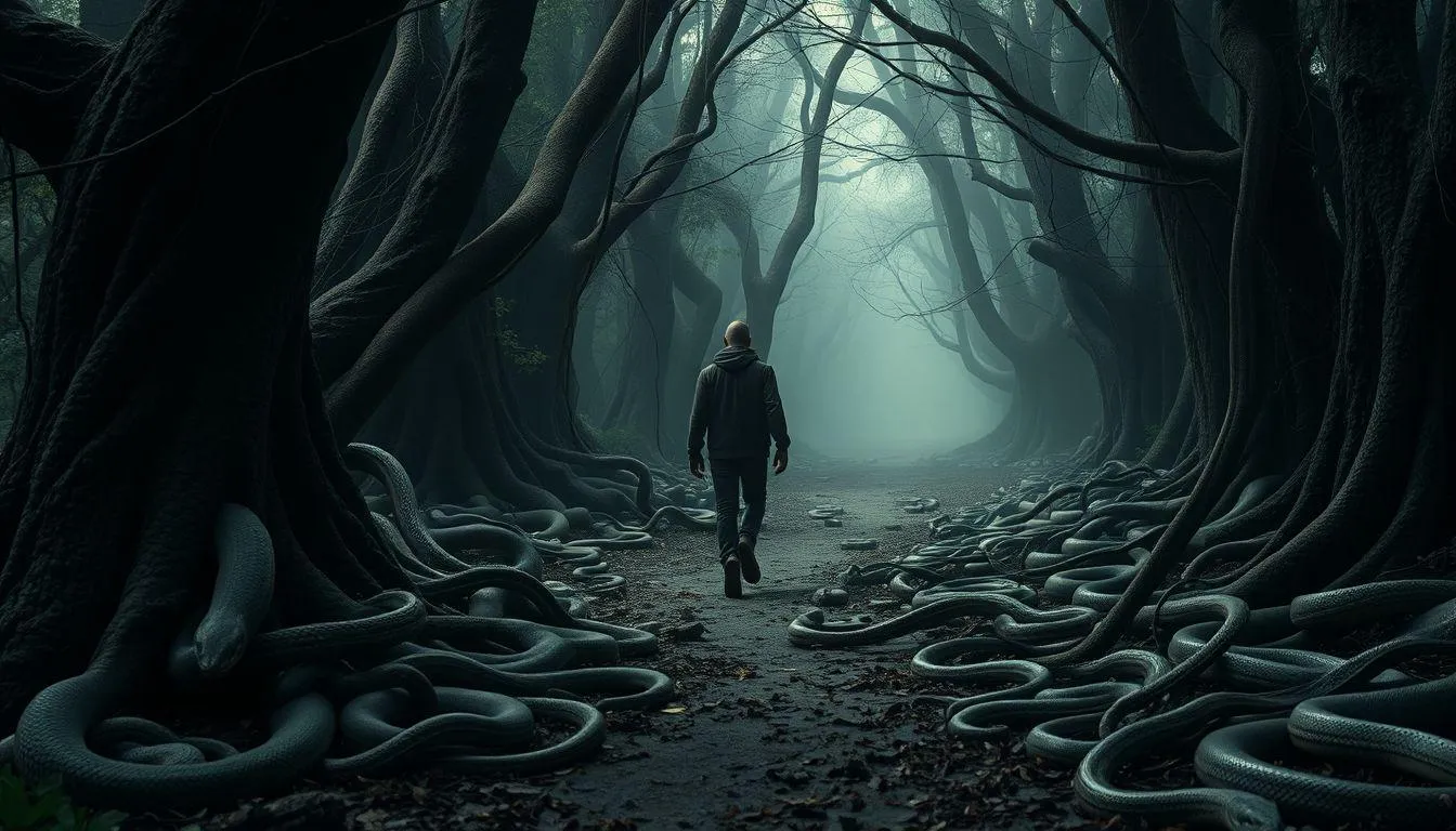 Interpretasi Psikologis Mimpi Melewati Ular Banyak (c) Ilustrasi AI