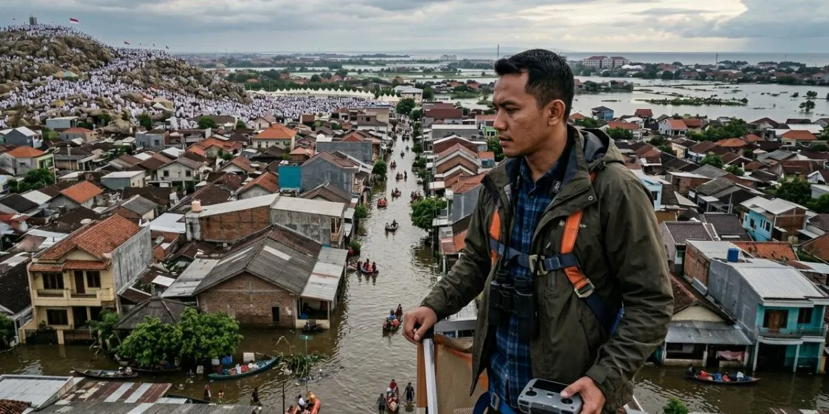 Cara Bijak Menyikapi Mimpi Melihat Air Banjir (c) Ilustrasi AI