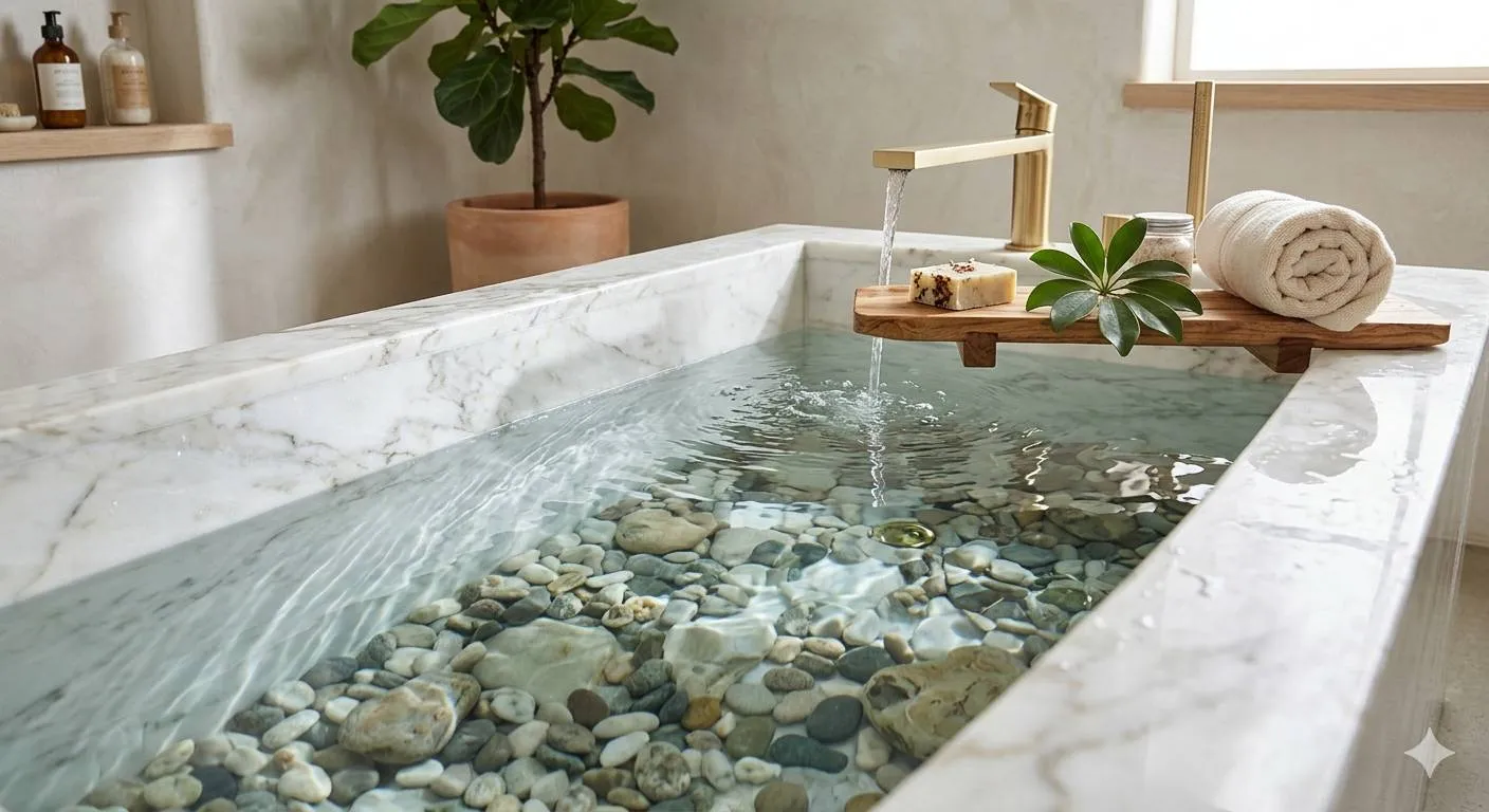 Air jernih di bak mandi - image by AI