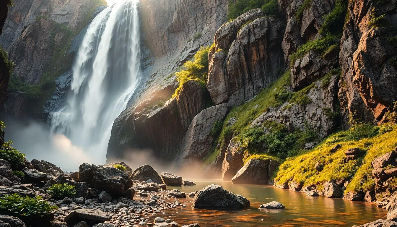 Pengertian dan Makna Umum Mimpi Air Terjun di Gunung (c) Ilustrasi AI