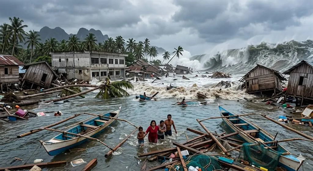 ilustrasi Tsunami - image by AI