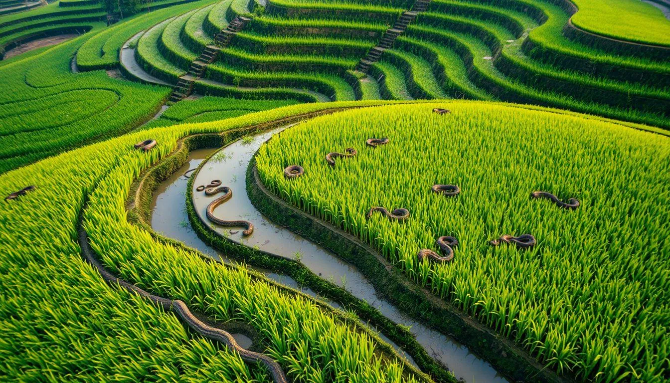 Interpretasi Berdasarkan Kondisi Ular dan Sawah dalam Mimpi (c) Ilustrasi AI