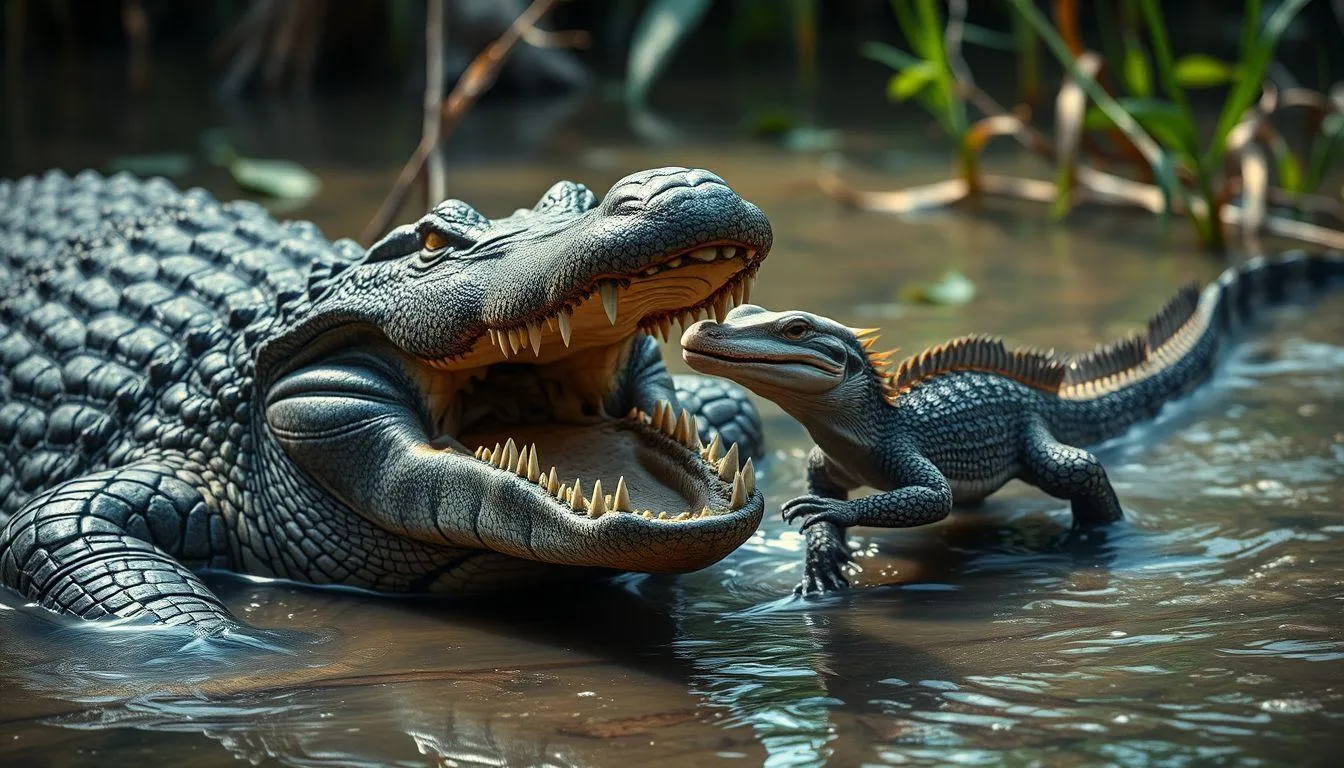 Pengertian dan Simbolisme Dasar Buaya dan Biawak dalam Mimpi (c) Ilustrasi AI